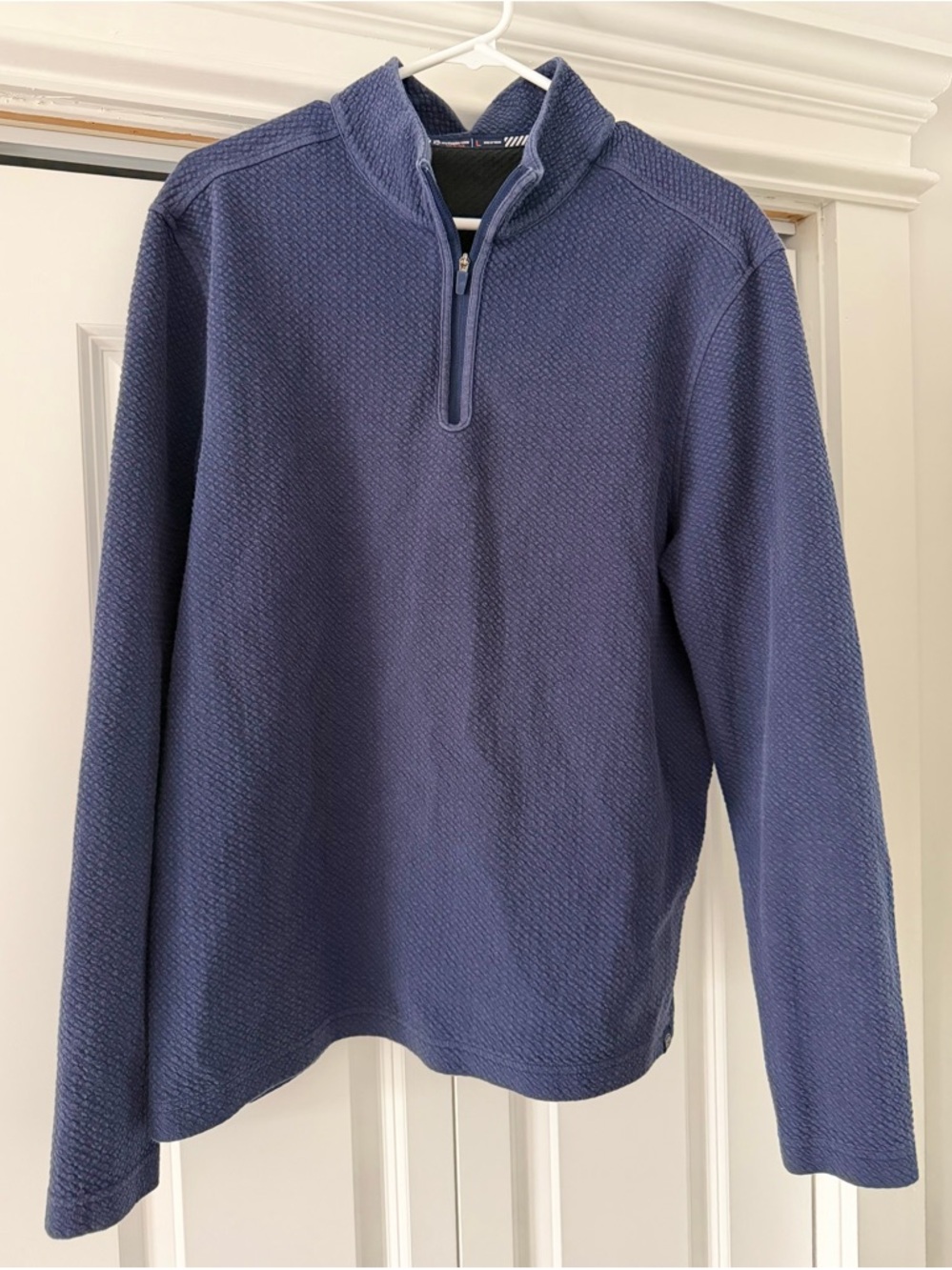Southern Tide Navy Quarter-Zip Textured Sweater
